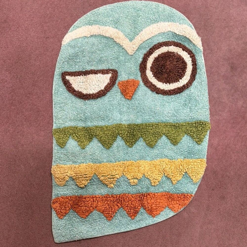 Target Circo "Give a Hoot" Owl Bath Rug Mat 100% Cotton Unbacked Relic 2012
